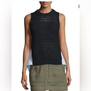 Veronica Beard South Beach Black Sleeveless Stripe High-Low Sweater Size XS